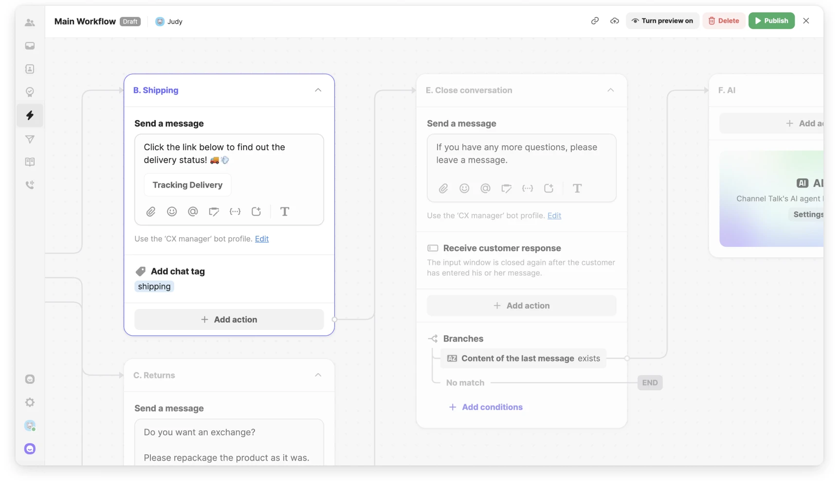 User chat feature preview